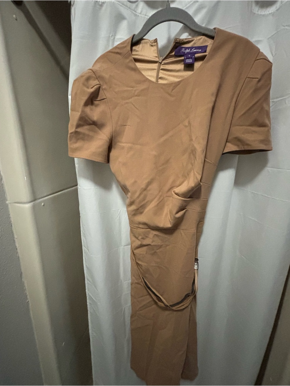 Ralph Lauren Camel Brown Short Sleeve Sheath Dress selling as is | 12